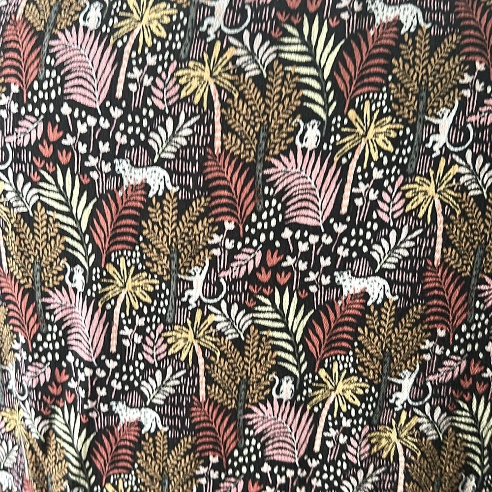 Ann Taylor LOFT Paradise Lost Jungle Safari Dress Pintuck Size Large Brown Pink - Picture 3 of 13